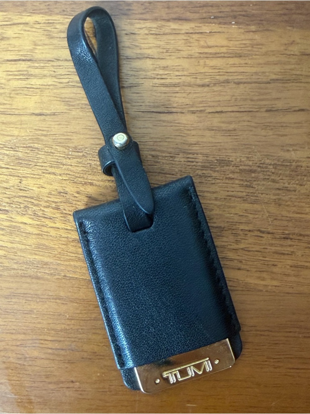 TUMI Black Leather Hangtag Gold Detail